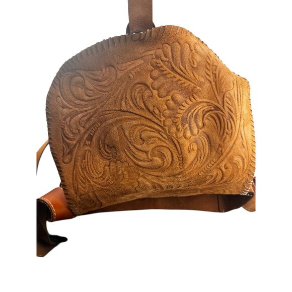 Patricia Nash Italian Leather Saddle Bag Tooled Floral Crossbody Western Boho - Picture 10 of 16